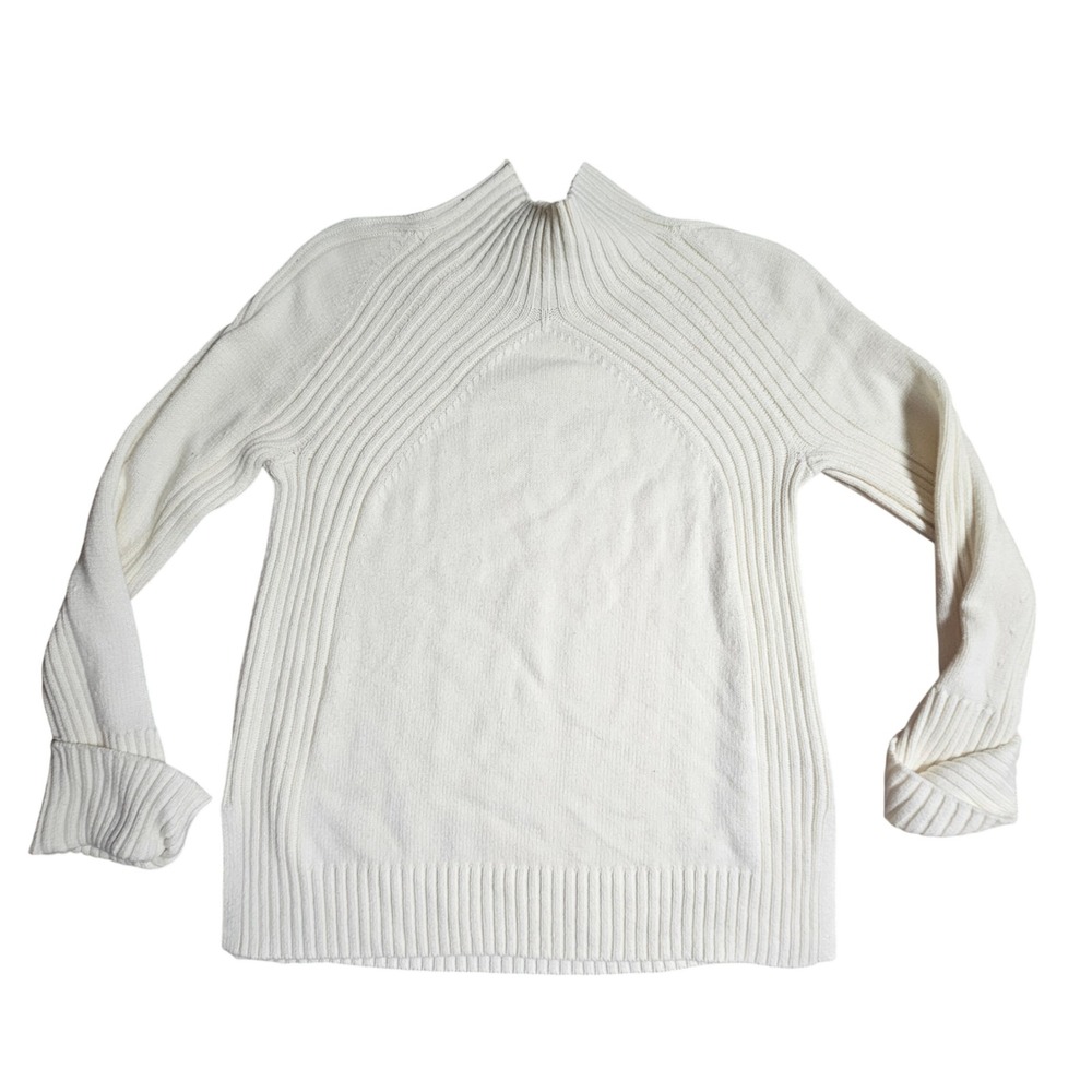 Talbots Ribbed Mock Neck Sweater Cotton Merino Wool Blend M Wardrobe Staple NWT